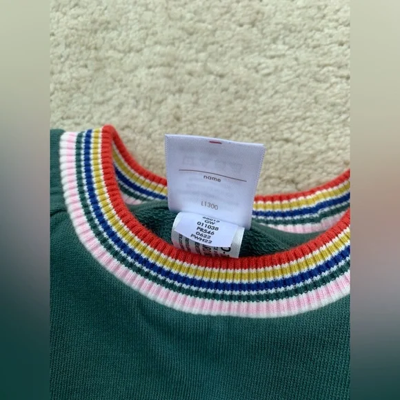 Hanna Andersson Size 90, 3T, Juniper Rainbow Cuff Knit Dress In French Terry - Picture 5 of 6